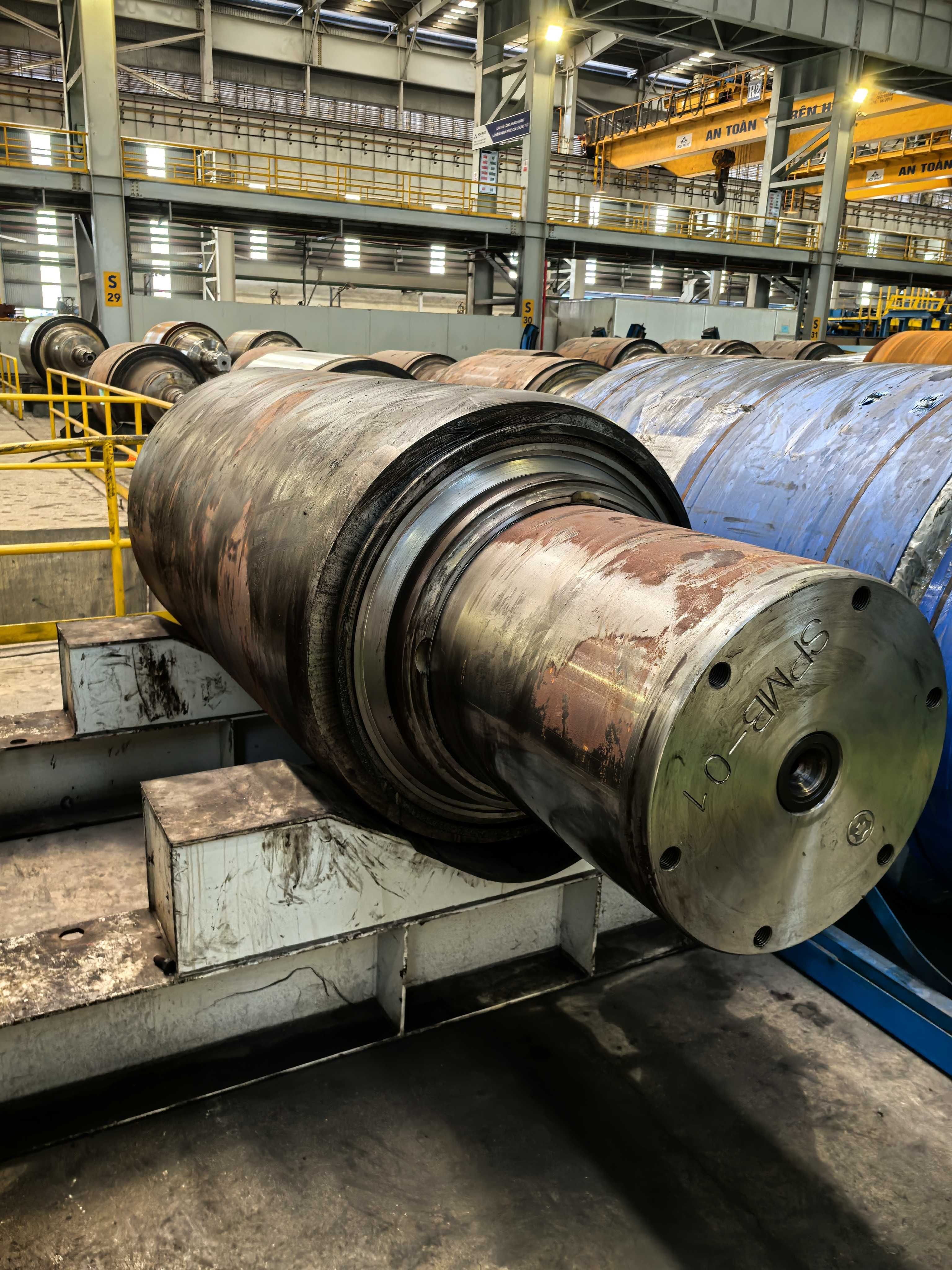 Advanced automated control system monitoring the hot rolling process in a Vietnamese steel plant.